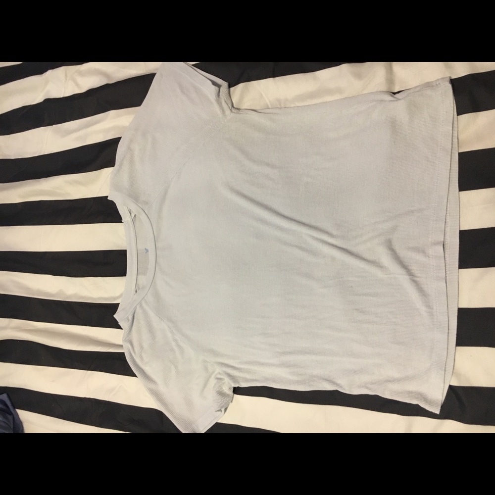 american eagle baby blue rubbed shirt